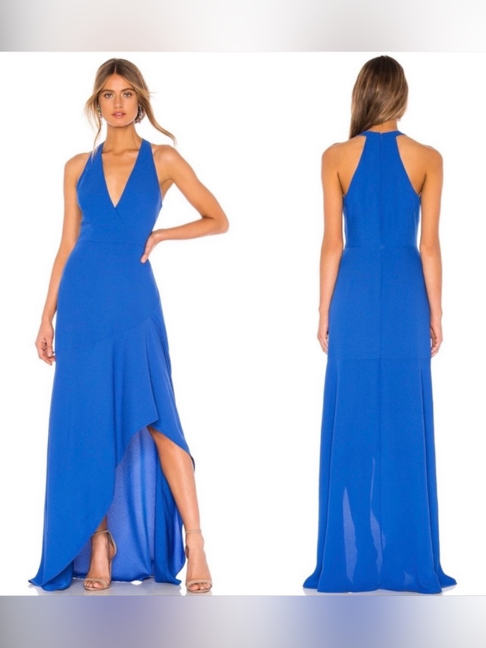 Blue V-Neck Gown